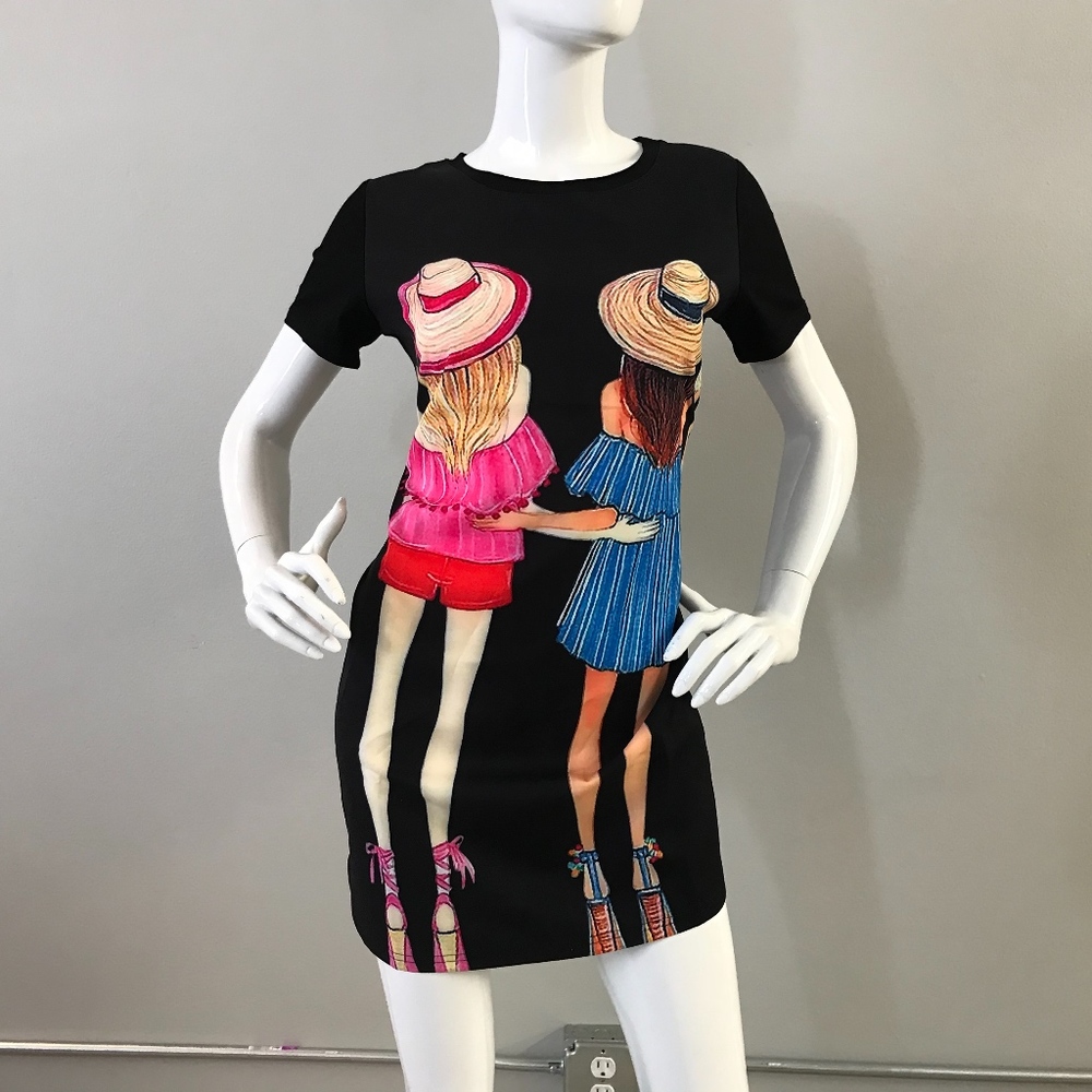 Cute Printed T Shirt Dress "Best Friends"